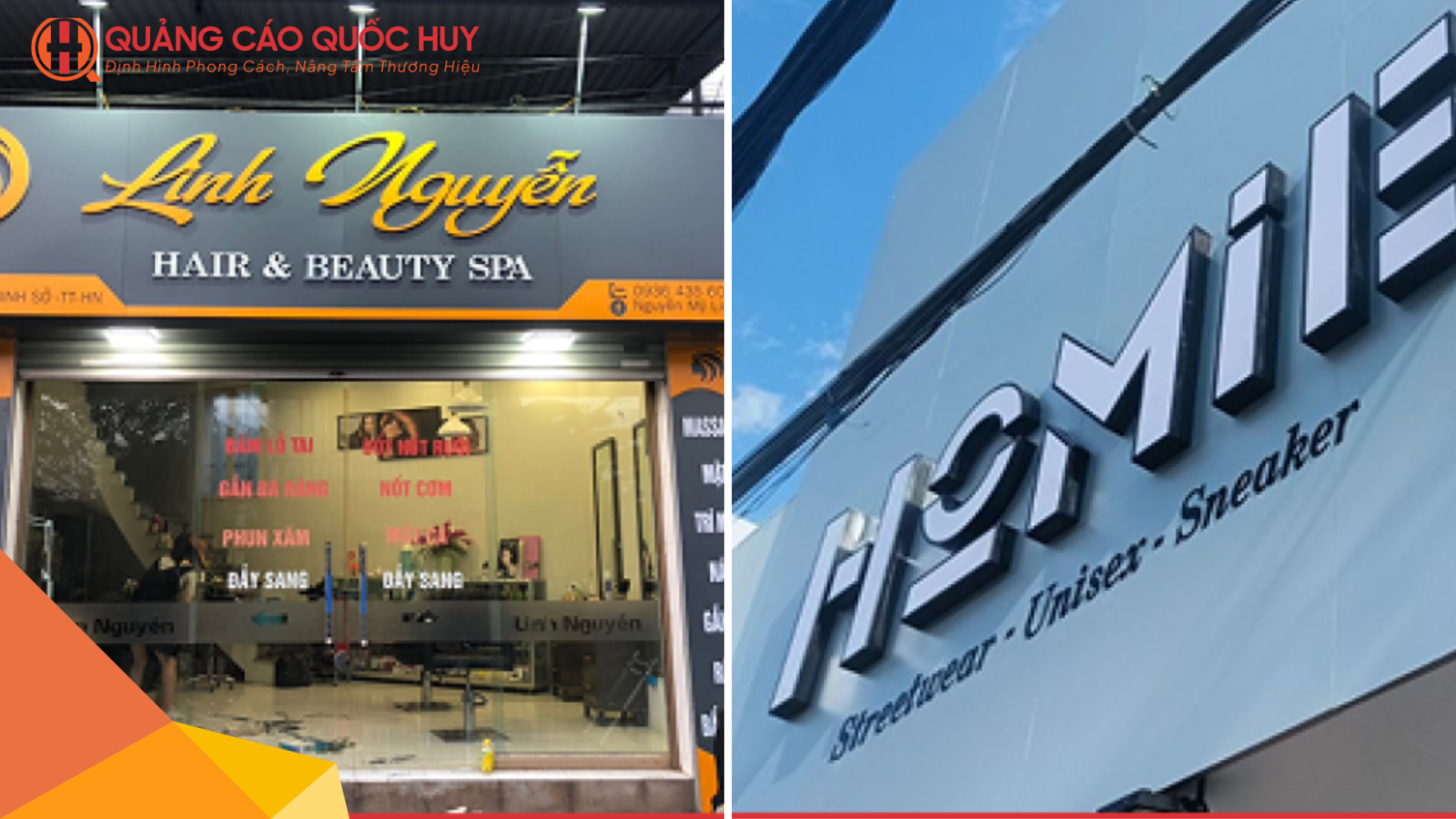 Bảng hiệu quảng cáo hoàn thiện thực tế do Quốc Huy thi công